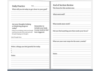 A two-page spread from the end of a 4 week section of the high prey drive journal.